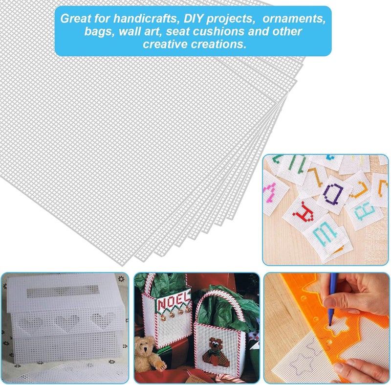 ALISWAT 20 Pieces 7 Count Plastic Mesh Canvas Sheets, 8 x 12 Inch Plastic Canvas Plastic Mesh Sheet, Eye Mesh for Embroidery, Acrylic Yarn Crafting, Knit Crochet Projects and Make Dividers - Image 5